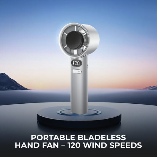 🌀 Portable Bladeless Hand Fan – 120 Wind Speeds