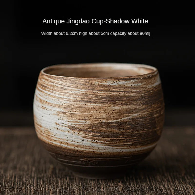 Handmade Stoneware Tea Cup – 80 ml Rustic Japanese Style Teacup