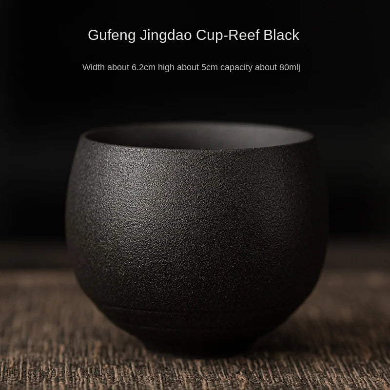Handmade Stoneware Tea Cup – 80 ml Rustic Japanese Style Teacup