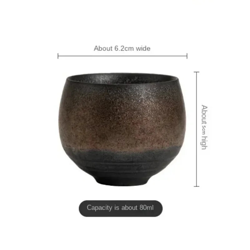 Handmade Stoneware Tea Cup – 80 ml Rustic Japanese Style Teacup