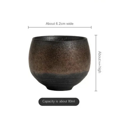 Handmade Stoneware Tea Cup – 80 ml Rustic Japanese Style Teacup