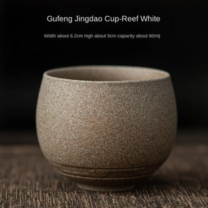 Handmade Stoneware Tea Cup – 80 ml Rustic Japanese Style Teacup