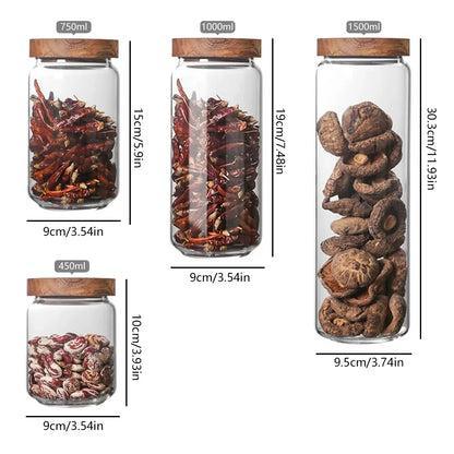 Wood Lid Glass Canister – Airtight Kitchen Storage Jar