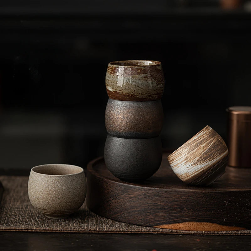 Handmade Stoneware Tea Cup – 80 ml Rustic Japanese Style Teacup