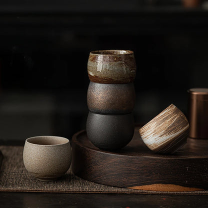 Handmade Stoneware Tea Cup – 80 ml Rustic Japanese Style Teacup