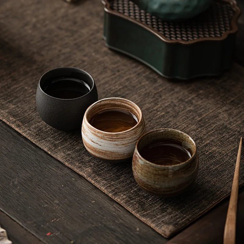 Handmade Stoneware Tea Cup – 80 ml Rustic Japanese Style Teacup