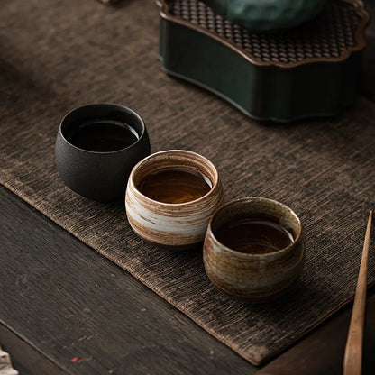 Handmade Stoneware Tea Cup – 80 ml Rustic Japanese Style Teacup