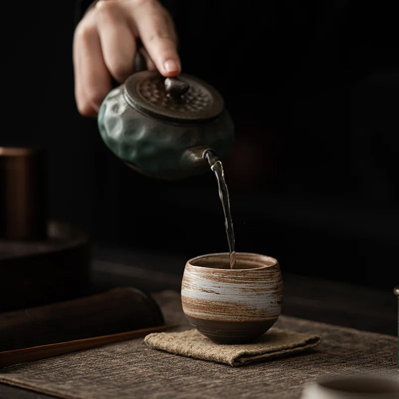 Handmade Stoneware Tea Cup – 80 ml Rustic Japanese Style Teacup