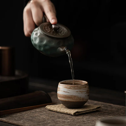 Handmade Stoneware Tea Cup – 80 ml Rustic Japanese Style Teacup