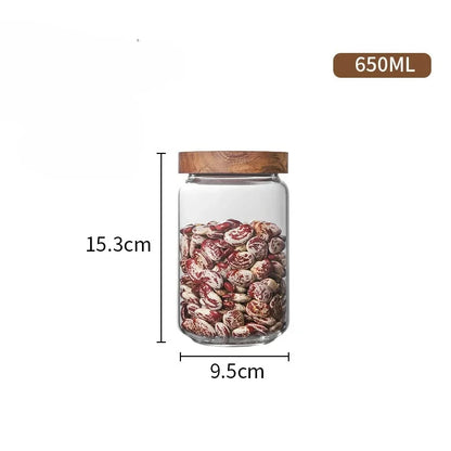 Wood Lid Glass Canister – Airtight Kitchen Storage Jar