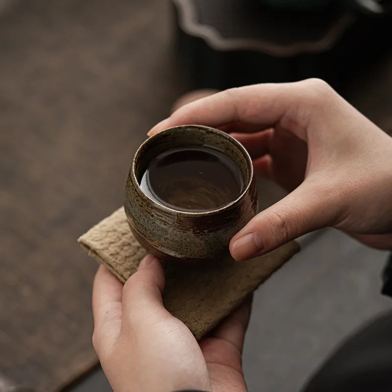 Handmade Stoneware Tea Cup – 80 ml Rustic Japanese Style Teacup