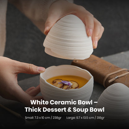 White Ceramic Bowl – Thick Dessert & Soup Bowl